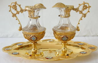 French antique solid silver gilt Gothic Chapel Set